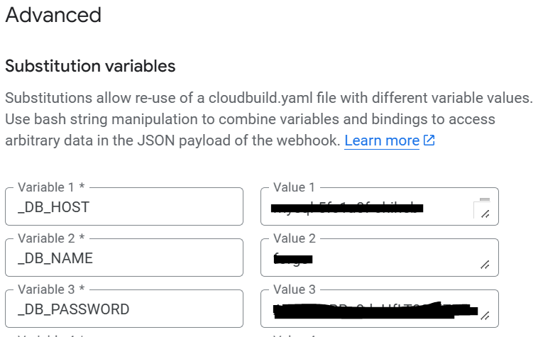 Cloud Build Substitution Variables